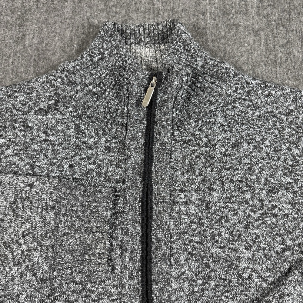 YeoKou Men's L Cashmere Wool Blend Full Zip Sweater Jacket Plaid Lined Gray